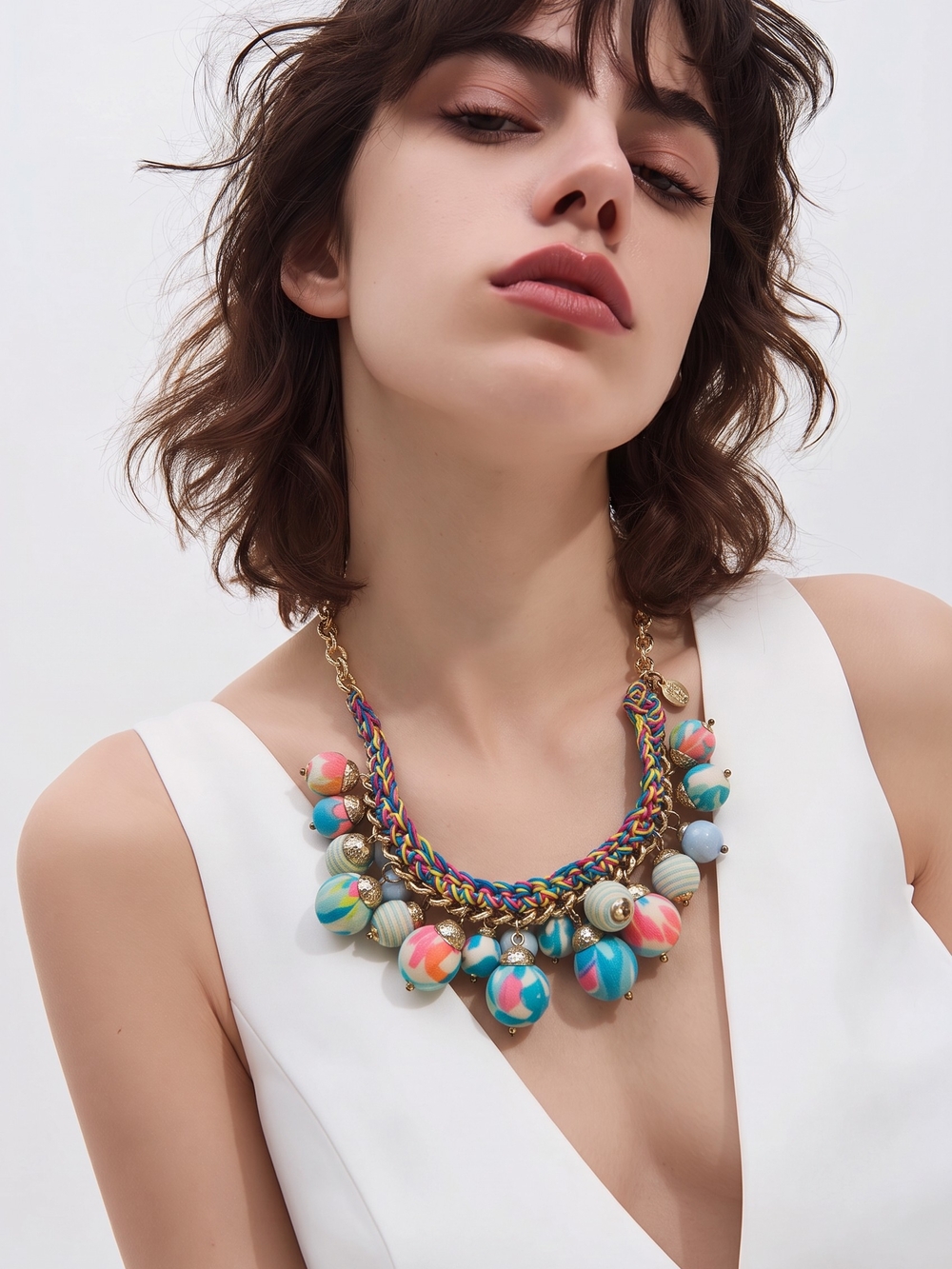 Lilly Pulitzer Fabric Necklace colorful beaded